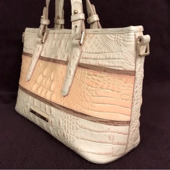 Brahmin Mini Asher Rose Tri Color Melbourne Gator/Croc Leather - Picture 2 of 16